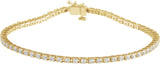 14K Gold Round Natural Diamond Line Bracelet – 1.4-3.1mm Stones - Yellow Gold