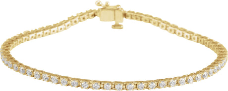 14K Gold Round Natural Diamond Line Bracelet – 1.4-3.1mm Stones - Yellow Gold