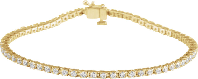 14K Gold Round Natural Diamond Line Bracelet – 1.4-3.1mm Stones - Yellow Gold