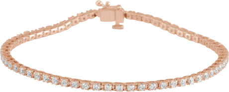 14K Gold Round Lab-Grown Diamond Line Bracelet – 1.4-4.25mm Stones - Rose Gold