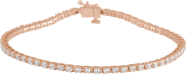 14K Gold Round Lab-Grown Diamond Line Bracelet – 1.4-4.25mm Stones - Rose Gold