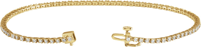 14K Gold Round Natural Diamond Line Bracelet – 1.4-3.1mm Stones - Yellow Gold - view 2