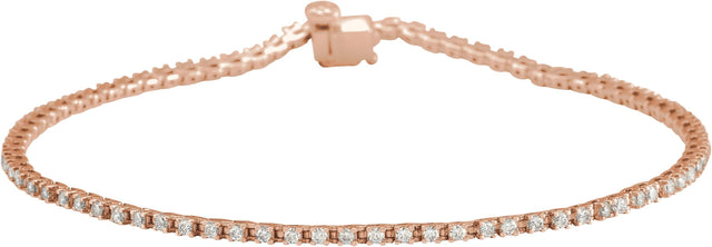 14K Gold Round Natural Diamond Line Bracelet – 1.4-3.1mm Stones - Rose Gold