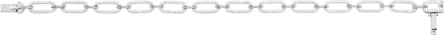 14K Gold Round Natural Diamond Accented Link Bracelet – 0.8mm Stones - White Gold - view 2
