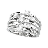 14K Gold Round Natural Diamond Accented Right Hand Ring - White Gold