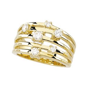 14K Gold Round Natural Diamond Accented Right Hand Ring - White Gold - view 2