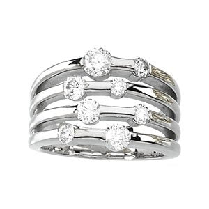 14K Gold Round Natural Diamond Accented Right Hand Ring – 3.4-4.3mm Stones - Yellow Gold