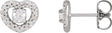 Platinum Round Natural Diamond Halo-Style Heart Earrings