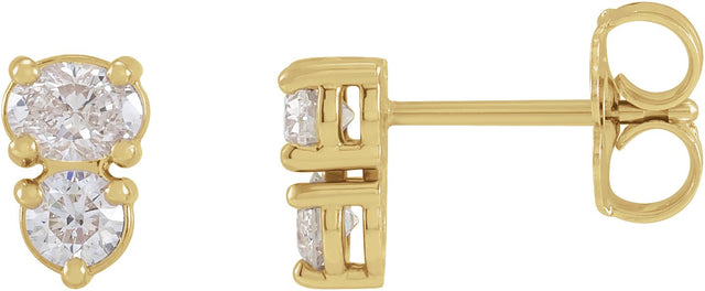 14K Gold Oval Lab-Grown Diamond Two-Stone Earrings - Yellow Gold