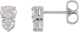 14K Gold Oval Lab-Grown Diamond Two-Stone Earrings - White Gold