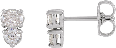 14K Gold Oval Lab-Grown Diamond Two-Stone Earrings - White Gold