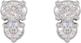 14K Gold Oval Lab-Grown Diamond Two-Stone Earrings - White Gold - view 2