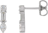 Platinum Natural Diamond Multi-Shape Bar Earrings