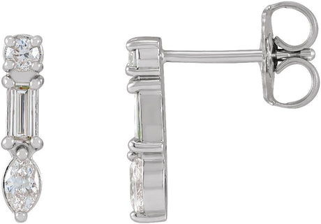 Platinum Natural Diamond Multi-Shape Bar Earrings