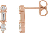 14K Gold Natural Diamond Multi-Shape Bar Earrings - Rose Gold