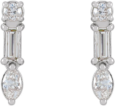 Platinum Natural Diamond Multi-Shape Bar Earrings - view 2