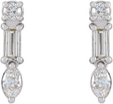 14K Gold Natural Diamond Multi-Shape Bar Earrings - White Gold - view 2