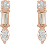 14K Gold Natural Diamond Multi-Shape Bar Earrings - Rose Gold - view 2