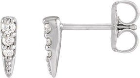 14K Gold Round Natural Diamond Spike Earrings II - White Gold