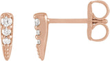 14K Gold Round Natural Diamond Spike Earrings II - Rose Gold