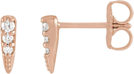 14K Gold Round Natural Diamond Spike Earrings II - Rose Gold