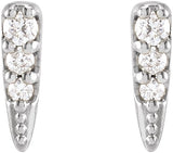 14K Gold Round Natural Diamond Spike Earrings II - White Gold - view 2