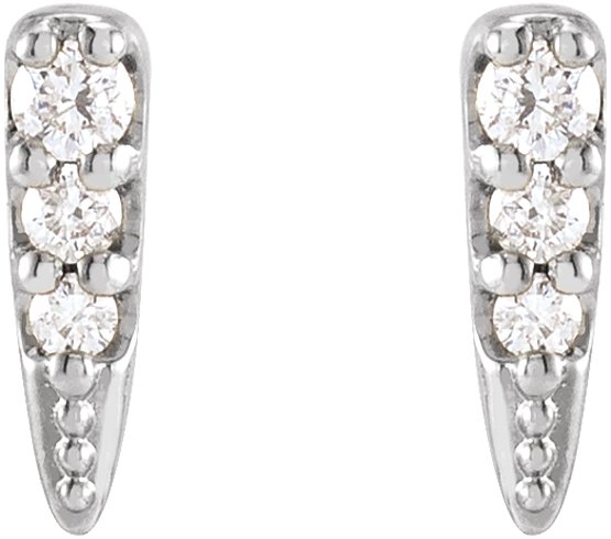 14K Gold Round Natural Diamond Spike Earrings II - White Gold - view 2