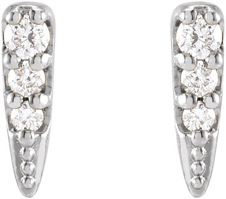 Platinum Round Natural Diamond Spike Earrings - view 2