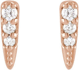 14K Gold Round Natural Diamond Spike Earrings II - Rose Gold - view 2