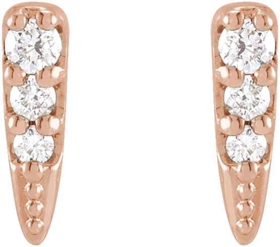 14K Gold Round Natural Diamond Spike Earrings II - Rose Gold - view 2