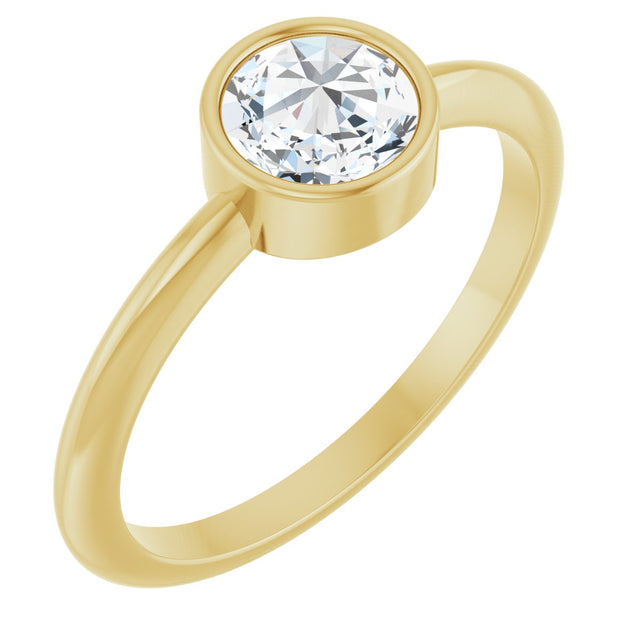 14K Gold Round Natural Diamond Bezel-Set Stackable Ring – 2-5.7mm Stones - Yellow Gold