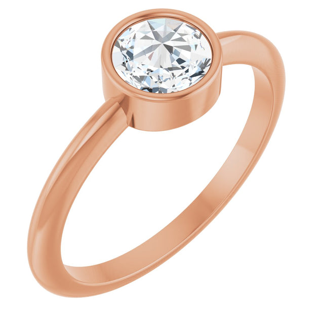 14K Gold Round Natural Diamond Bezel-Set Stackable Ring – 2-5.7mm Stones - Rose Gold
