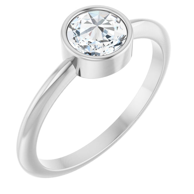 Platinum Round Natural Diamond Bezel-Set Stackable Ring – 2-5.7mm Stones