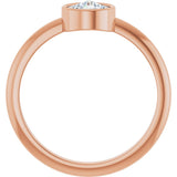 14K Gold Round Natural Diamond Bezel-Set Stackable Ring – 2-5.7mm Stones - Rose Gold - view 2