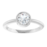 Platinum Round Natural Diamond Bezel-Set Stackable Ring – 2-5.7mm Stones - view 3