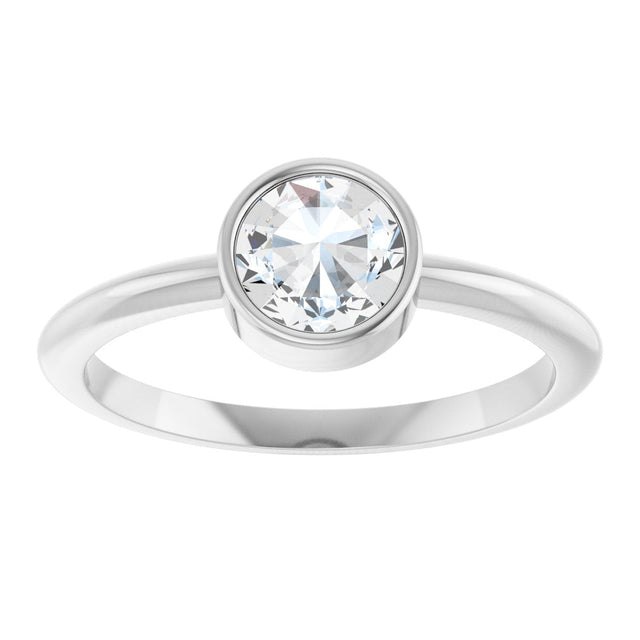 Platinum Round Natural Diamond Bezel-Set Stackable Ring – 2-5.7mm Stones - view 3