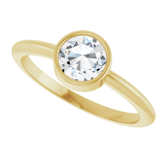 14K Gold Round Natural Diamond Bezel-Set Stackable Ring – 2-5.7mm Stones - Yellow Gold - view 5
