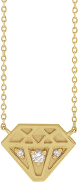 14K Gold Round Natural Diamond Tiny Diamond Necklace - Yellow Gold