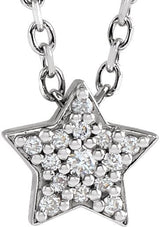 Platinum Round Natural Diamond Star Necklace or Slide Pendant