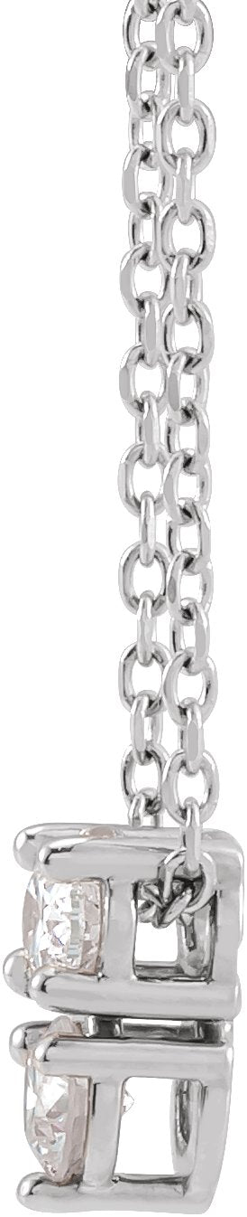 14K Gold Oval Natural Diamond Two-Stone Necklace or Slide Pendant - White Gold - view 2
