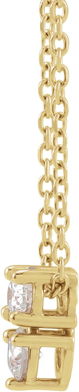 14K Gold Oval Natural Diamond Two-Stone Necklace or Slide Pendant - Yellow Gold - view 2