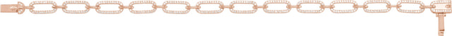 14K Gold Round Natural Diamond Accented Link Bracelet – 0.8mm Stones - Rose Gold - view 2