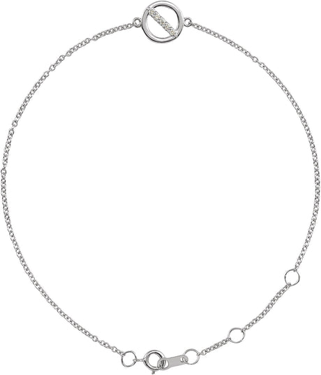 Platinum Round Natural Diamond Circle Bracelet