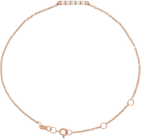 14K Gold Round Natural Ethiopian Opal Cabochon Bar Bracelet - Rose Gold