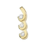 14K Gold Round Natural Diamond Three-Stone Pendant