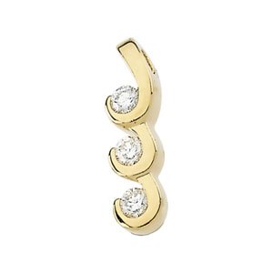 14K Gold Round Natural Diamond Three-Stone Pendant