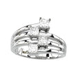 14K Gold Square Natural Diamond Accented Right Hand Ring – 3.25mm Stones - White Gold