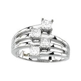 14K Gold Square Natural Diamond Accented Right Hand Ring – 3.25mm Stones - White Gold