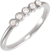 14K Gold Round Natural Diamond Rose-Cut Stackable Ring - White Gold