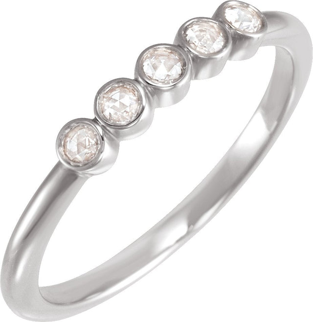 Platinum Round Natural Diamond Rose-Cut Stackable Ring
